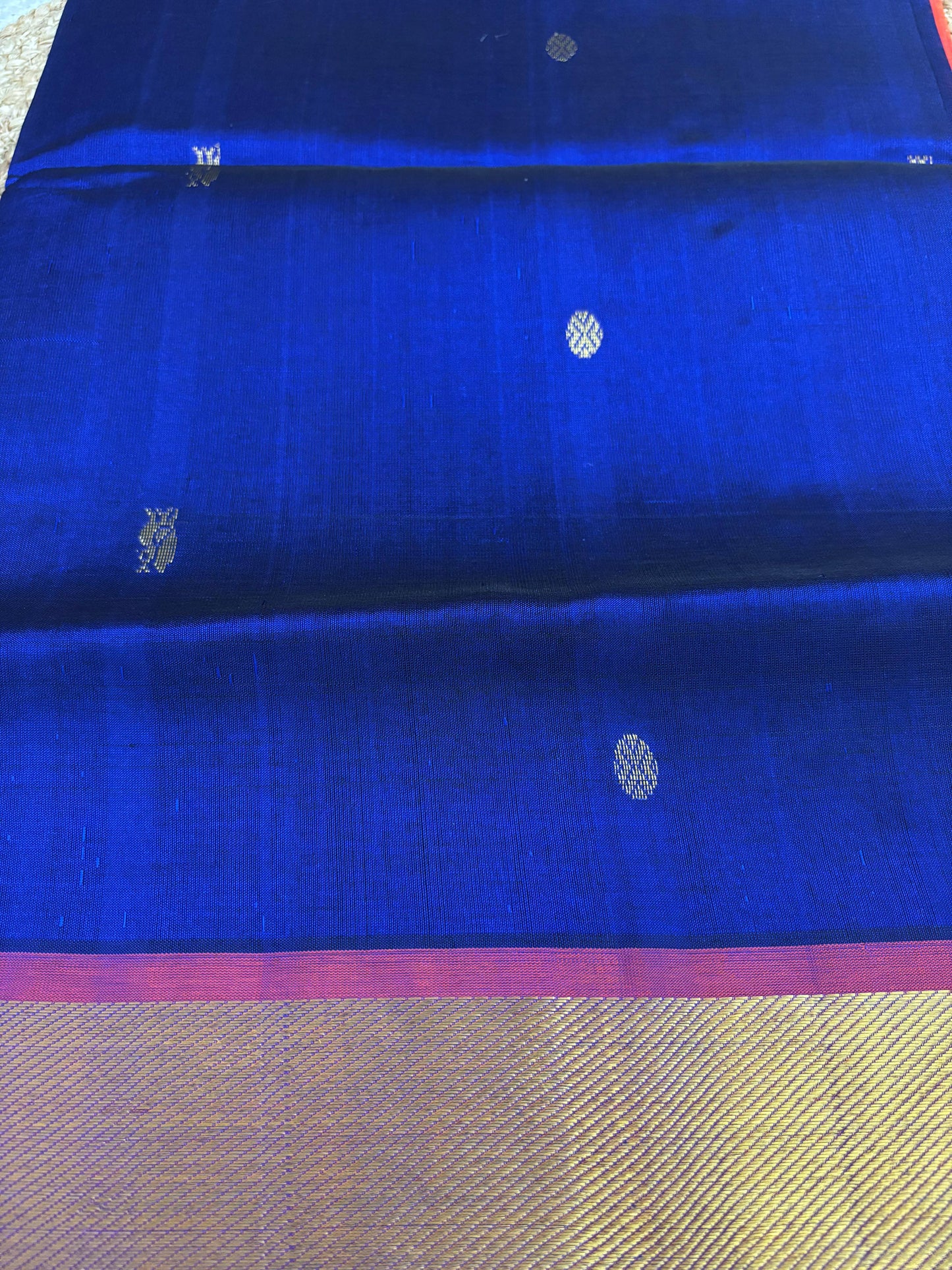 Varnam - Royal Blue Elegance in Pure Kanchipuram Silk Cotton