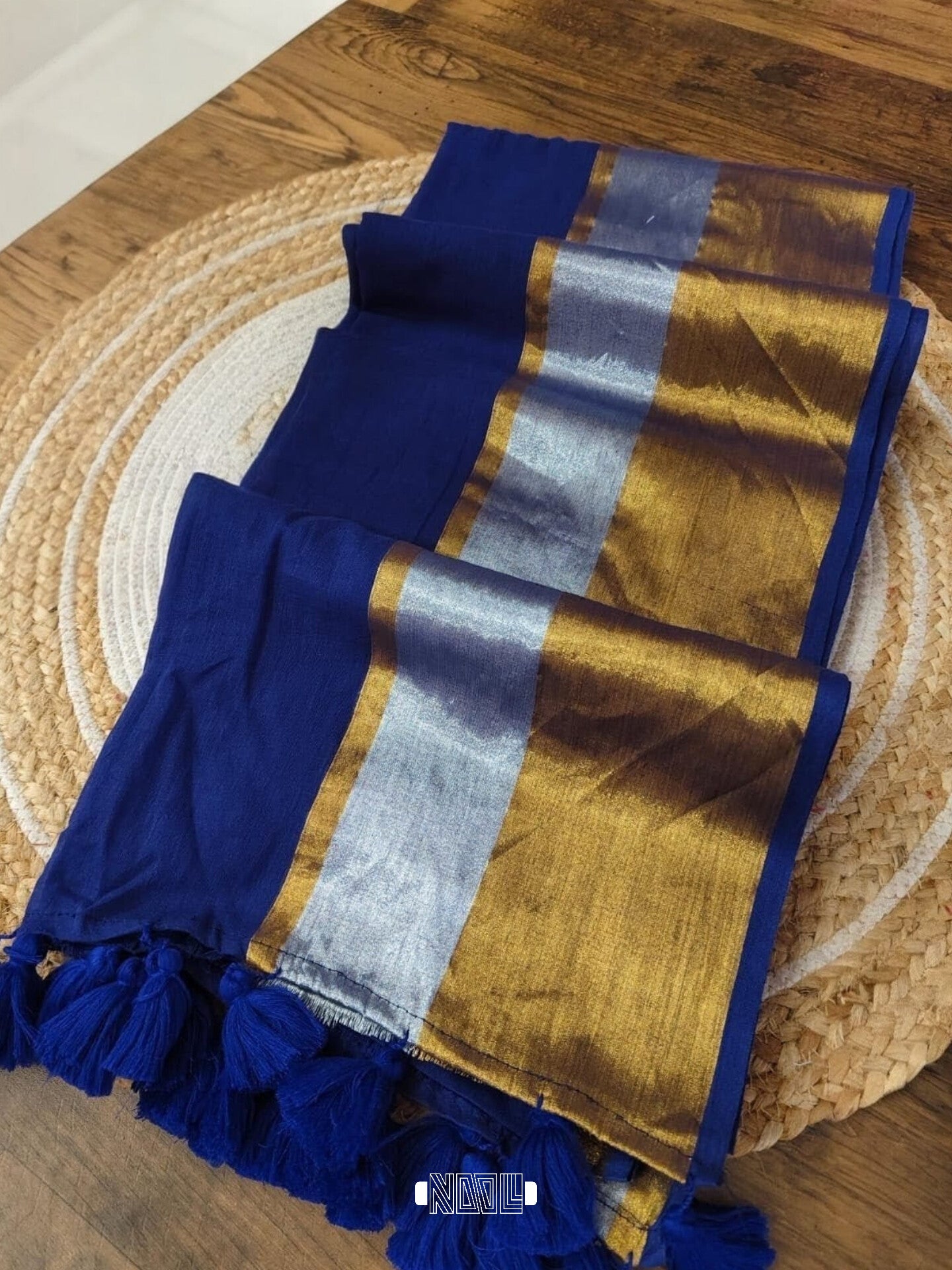 Mridula - Royal Blue Mulmul saree