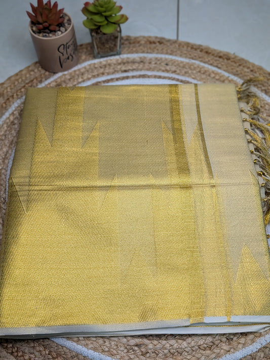 Ponnonam - Kerala Kasavu Saree with Temple Border Elegance