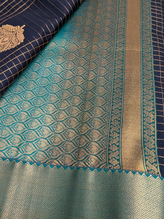 Nayika - Black & Green Semi Silk Kanchipuram Eleganc