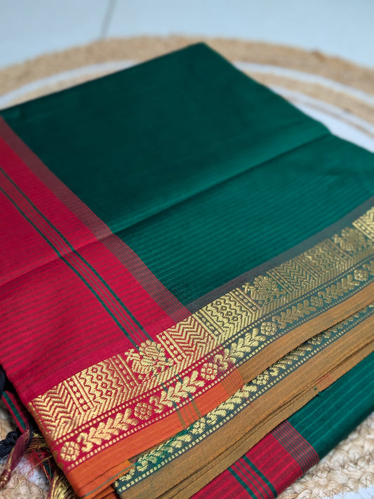 Nira - Green & Red Polycotton Saree