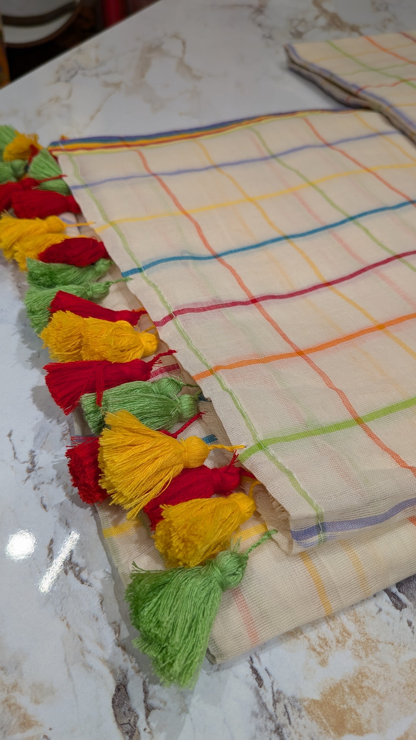 Mridula - Multicolour checks Mulmul saree