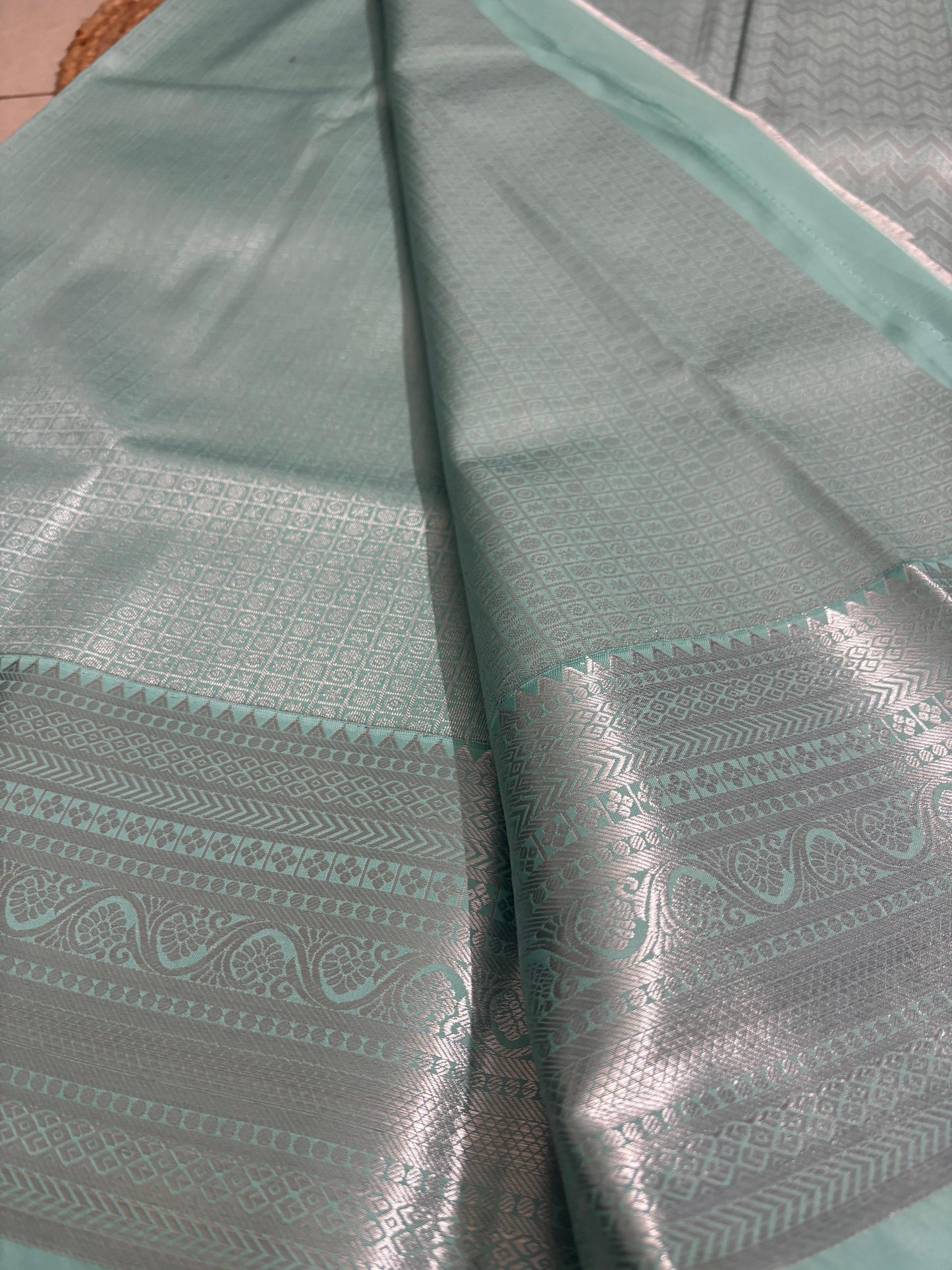 Nayika – Semi Silk Kanchipuram Saree in Pastel bule tone with Silver Zari