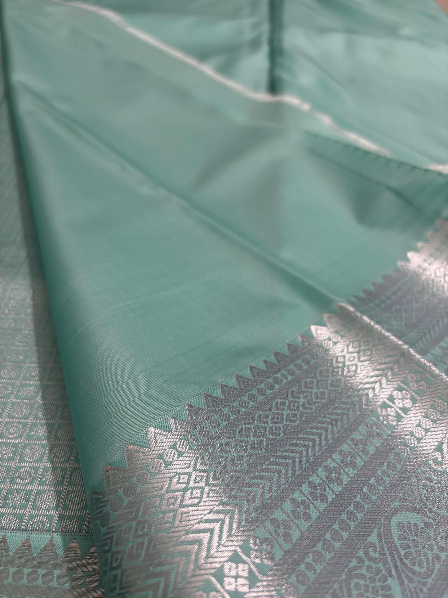 Nayika – Semi Silk Kanchipuram Saree in Pastel bule tone with Silver Zari