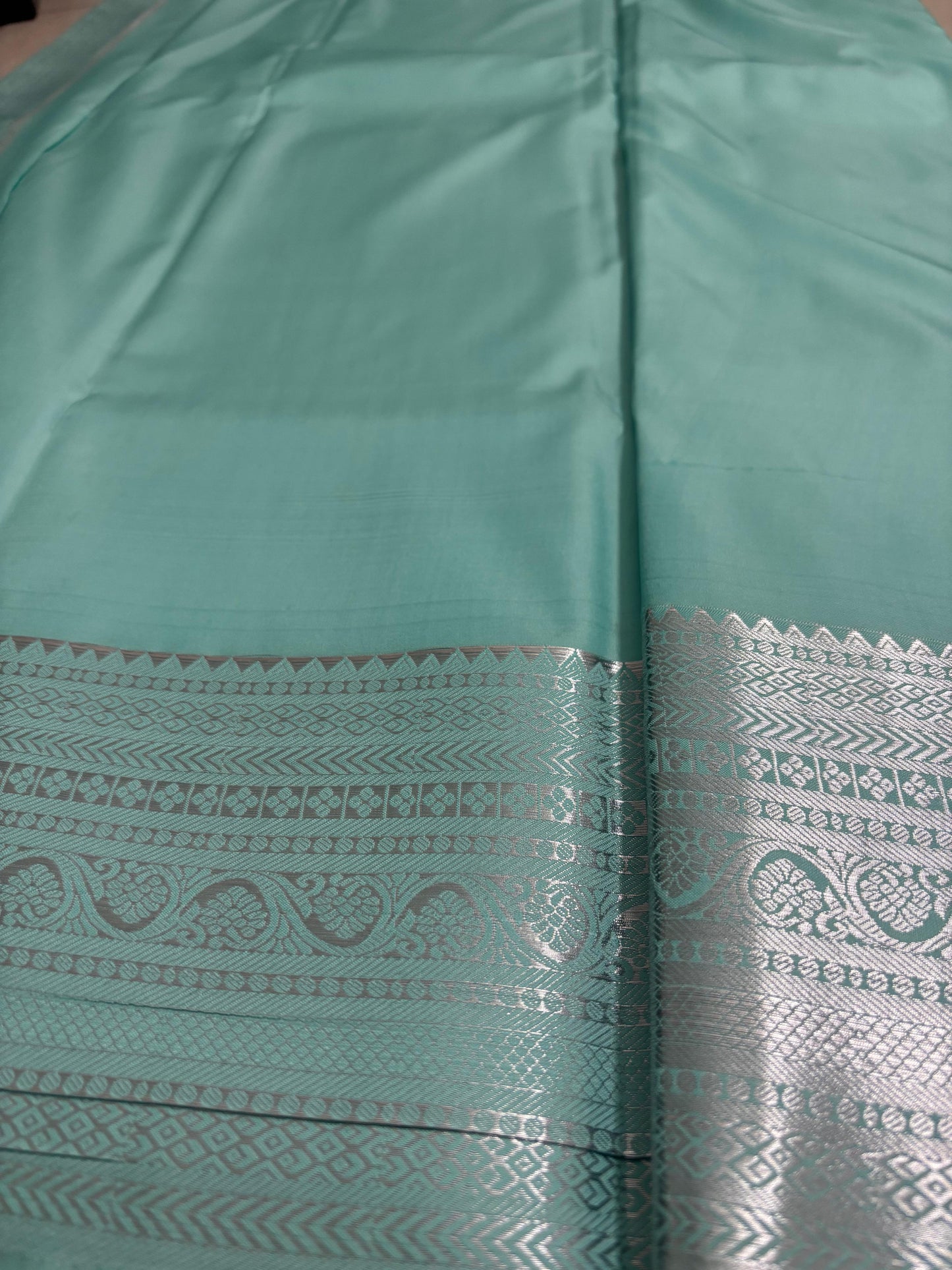 Nayika – Semi Silk Kanchipuram Saree in Pastel bule tone with Silver Zari