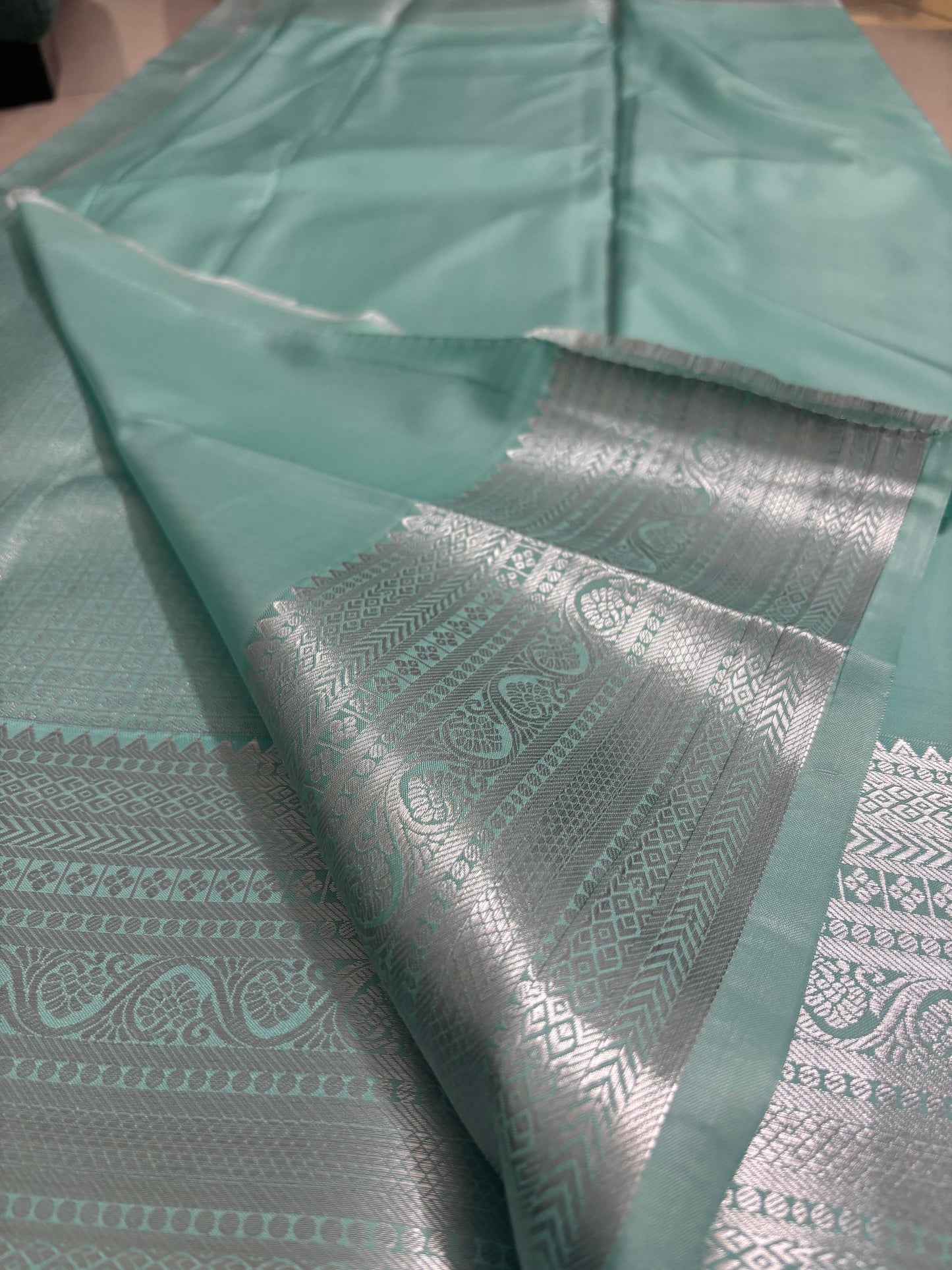 Nayika – Semi Silk Kanchipuram Saree in Pastel bule tone with Silver Zari