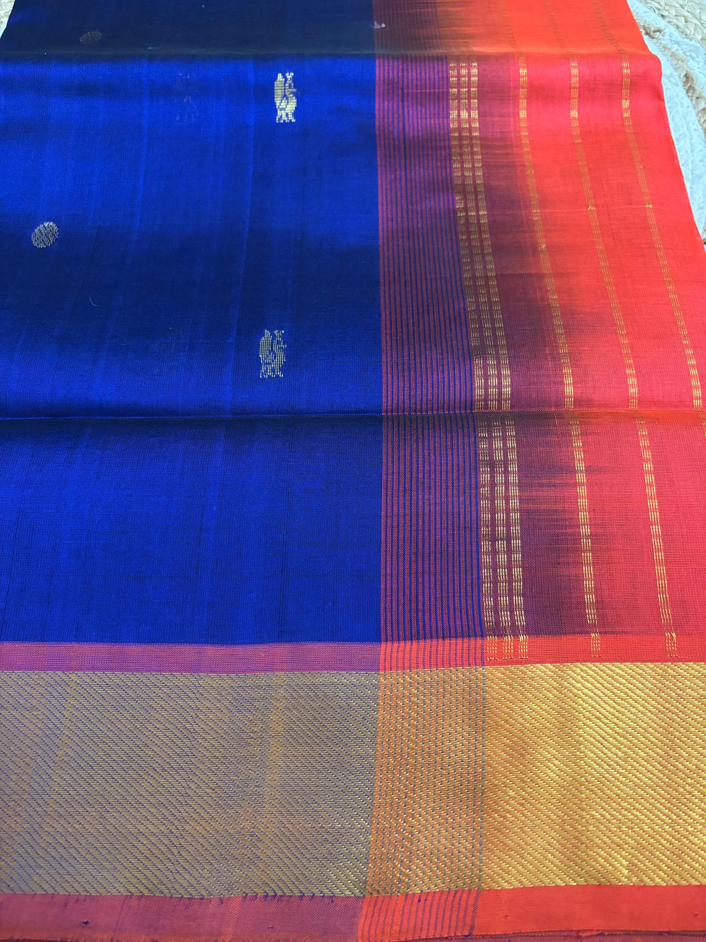 Varnam - Royal Blue Elegance in Pure Kanchipuram Silk Cotton