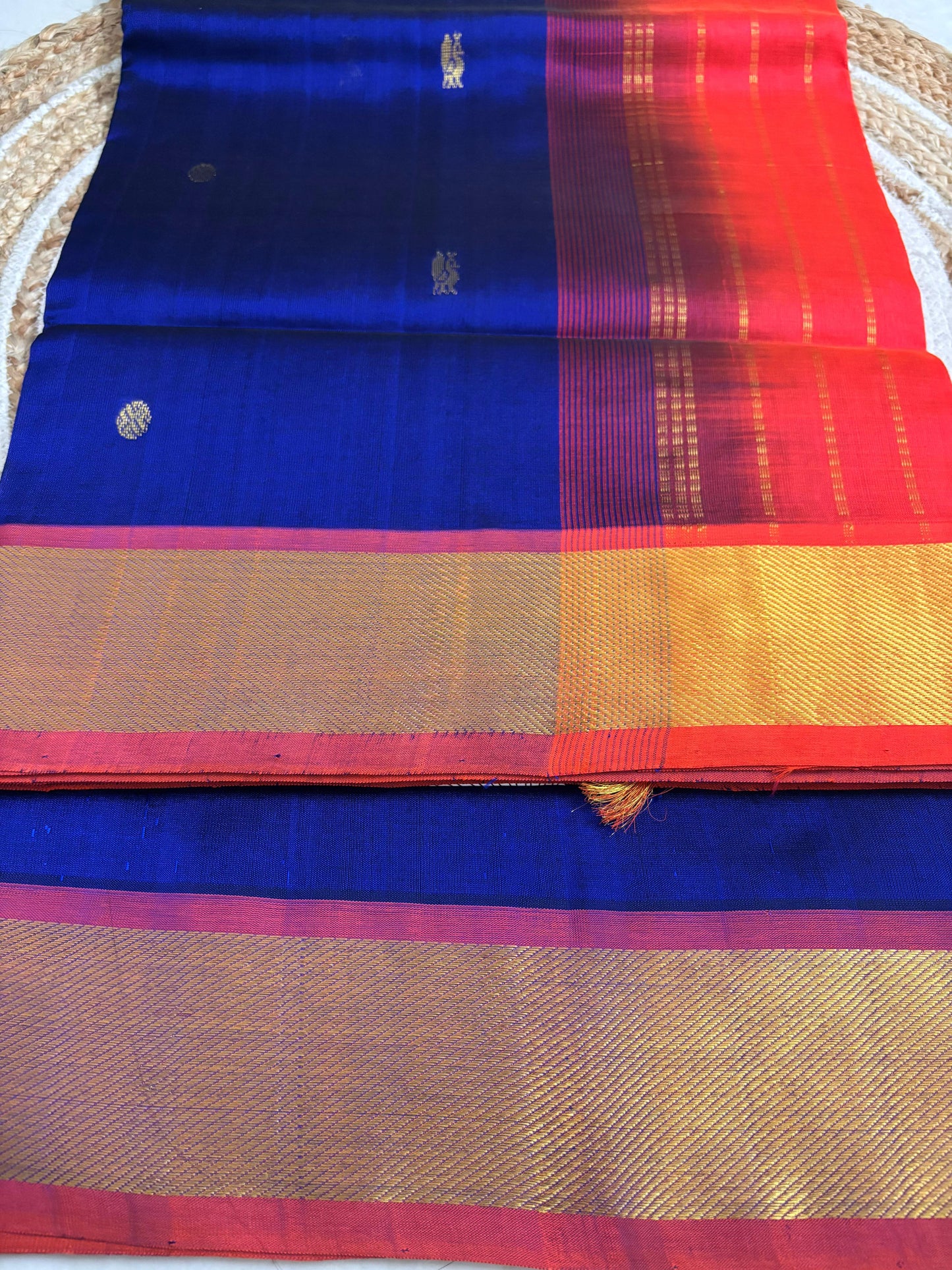 Varnam - Royal Blue Elegance in Pure Kanchipuram Silk Cotton