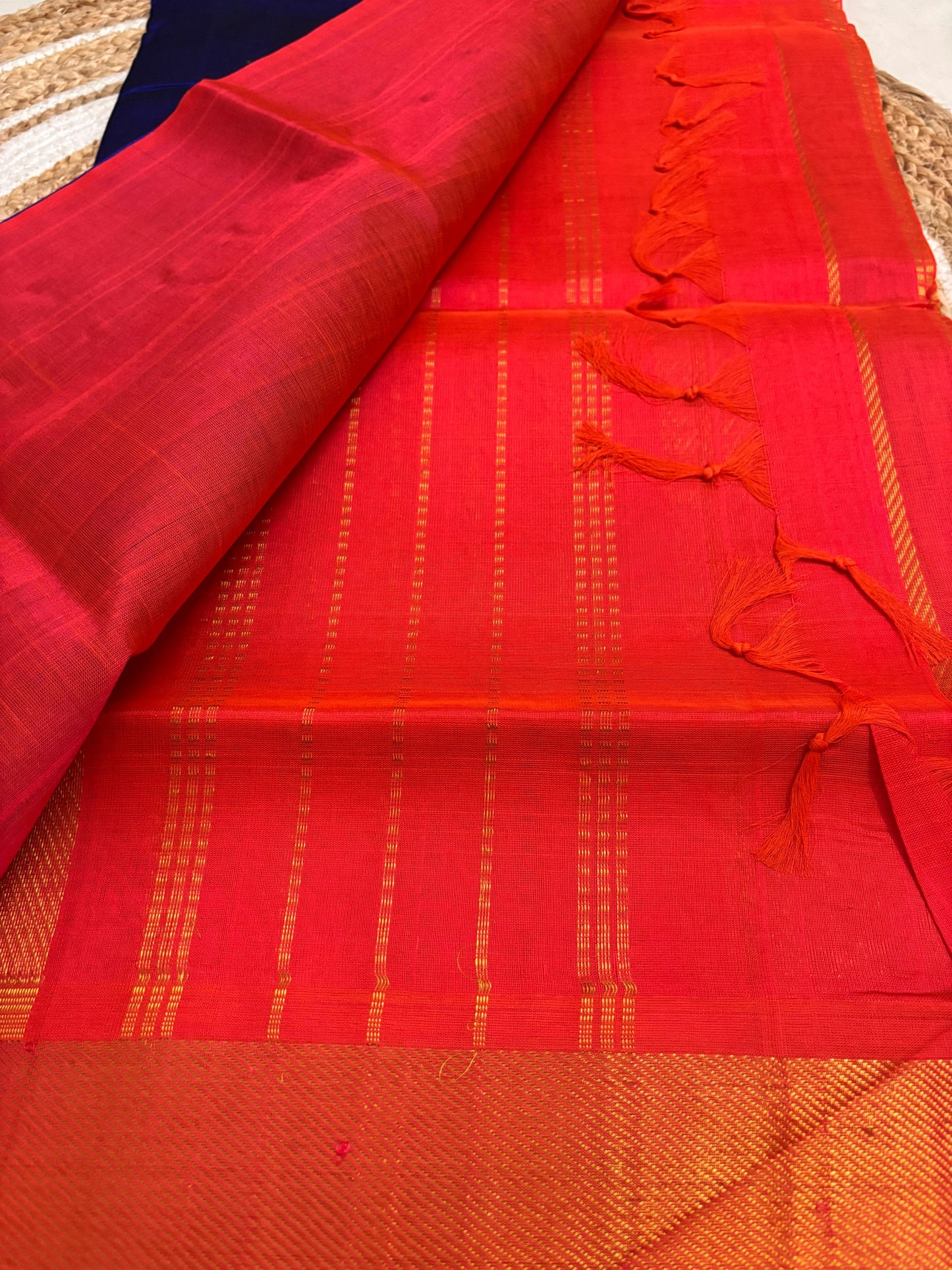 Varnam - Royal Blue Elegance in Pure Kanchipuram Silk Cotton