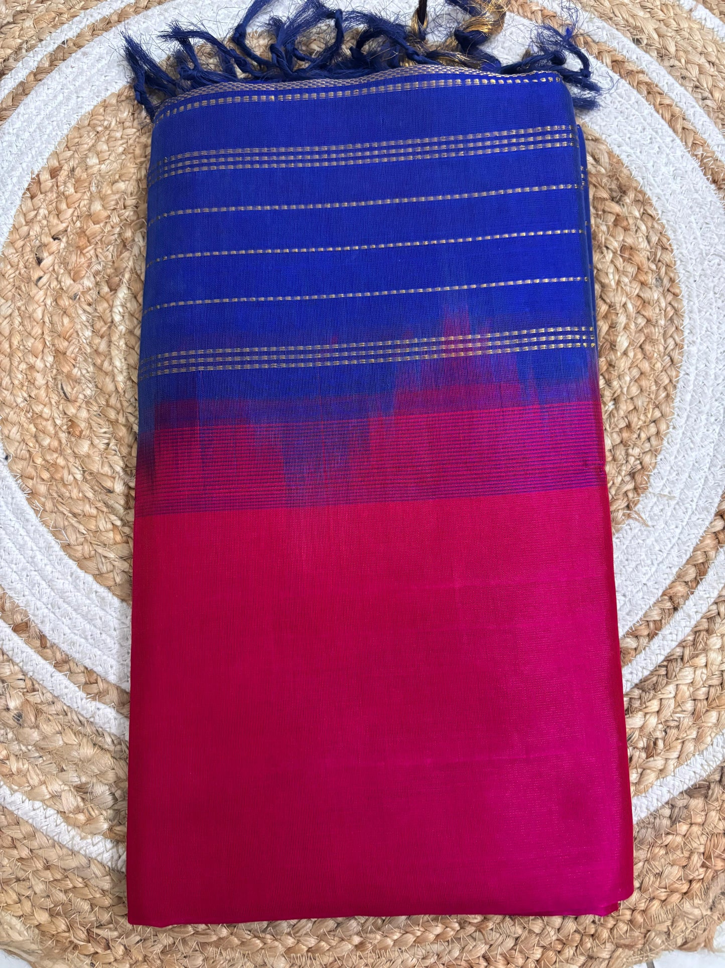 Varnam - Pure Kanchipuram Silk Cotton Saree in Pink & Blue