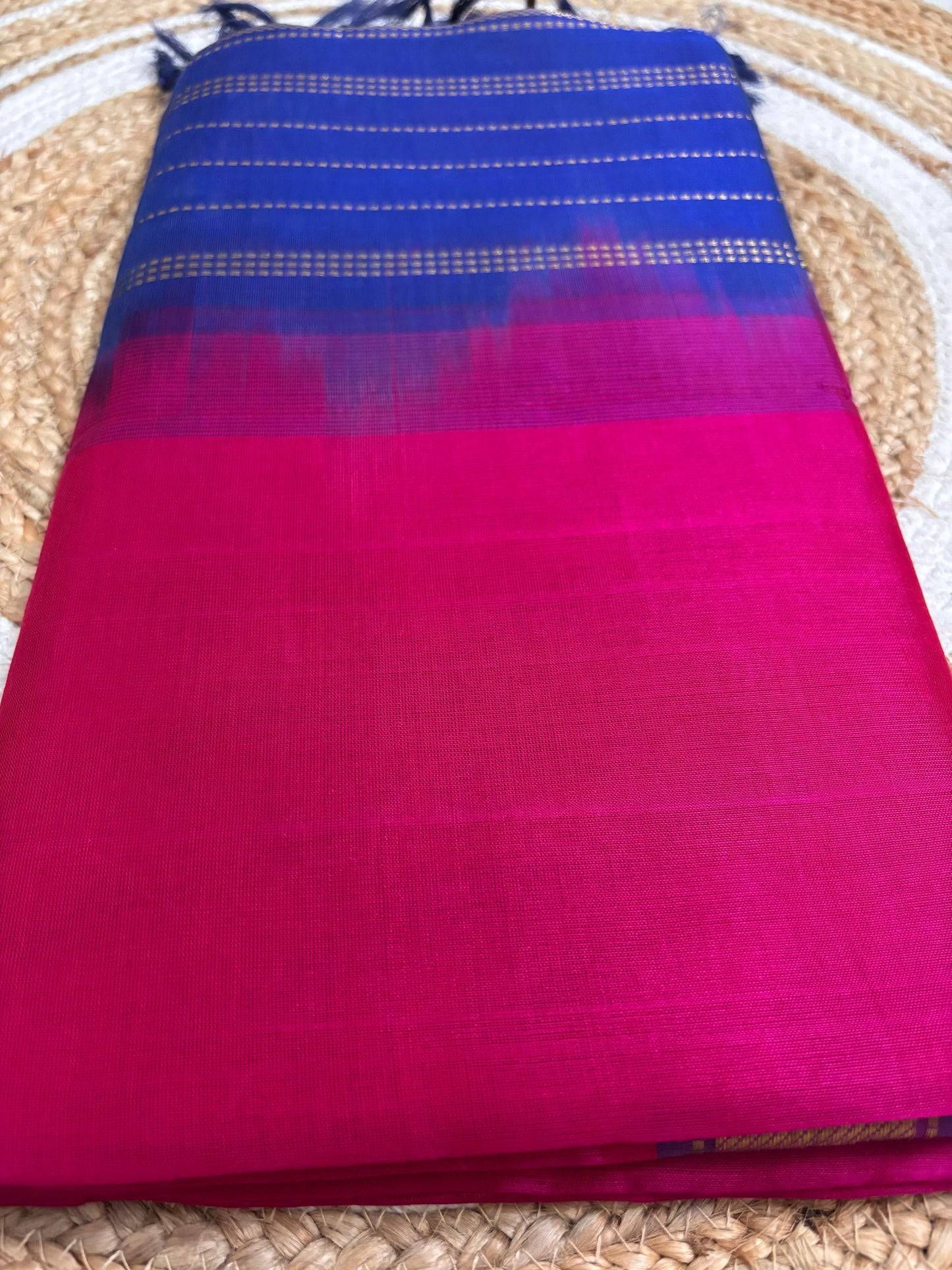Varnam - Pure Kanchipuram Silk Cotton Saree in Pink & Blue