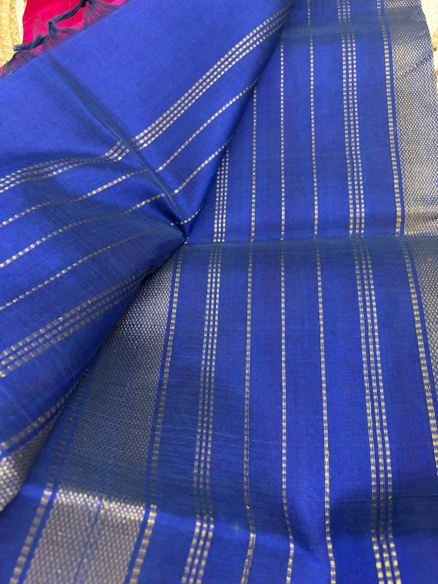 Varnam - Pure Kanchipuram Silk Cotton Saree in Pink & Blue