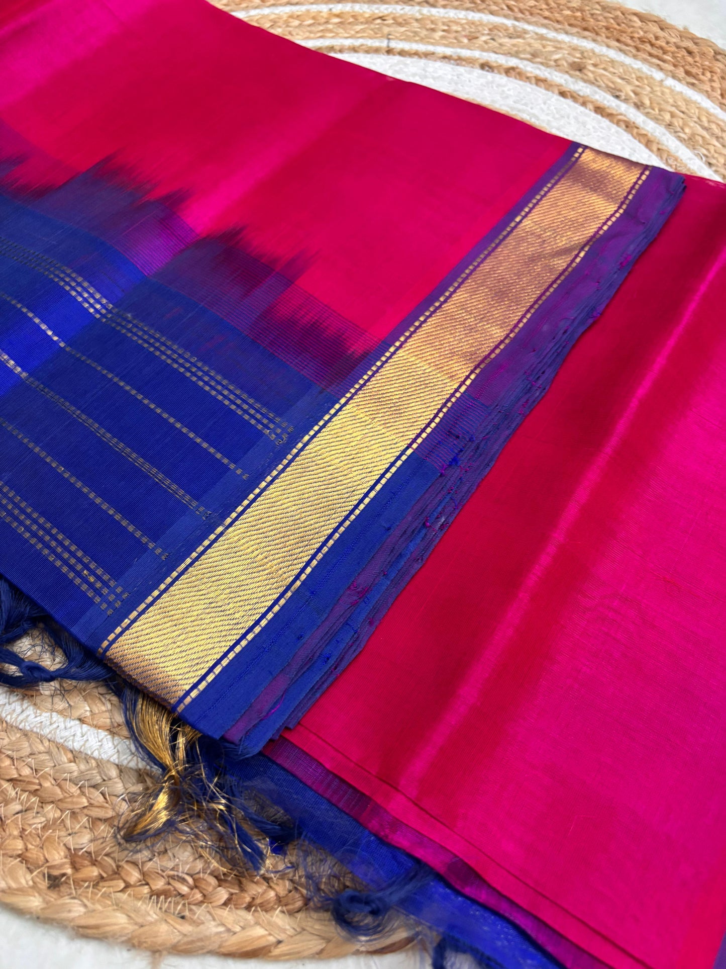Varnam - Pure Kanchipuram Silk Cotton Saree in Pink & Blue