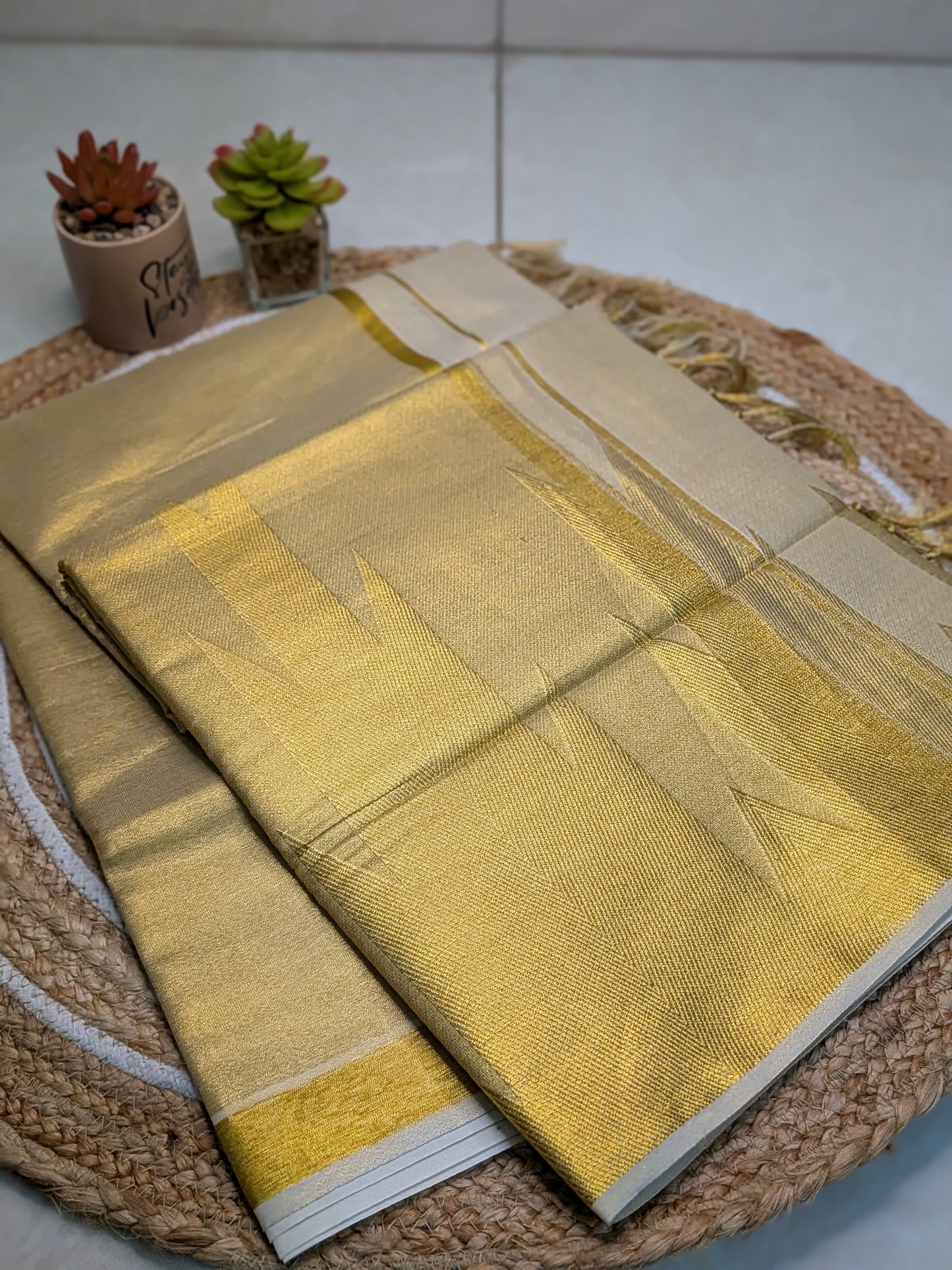 Ponnonam - Kerala Kasavu Saree with Temple Border Elegance