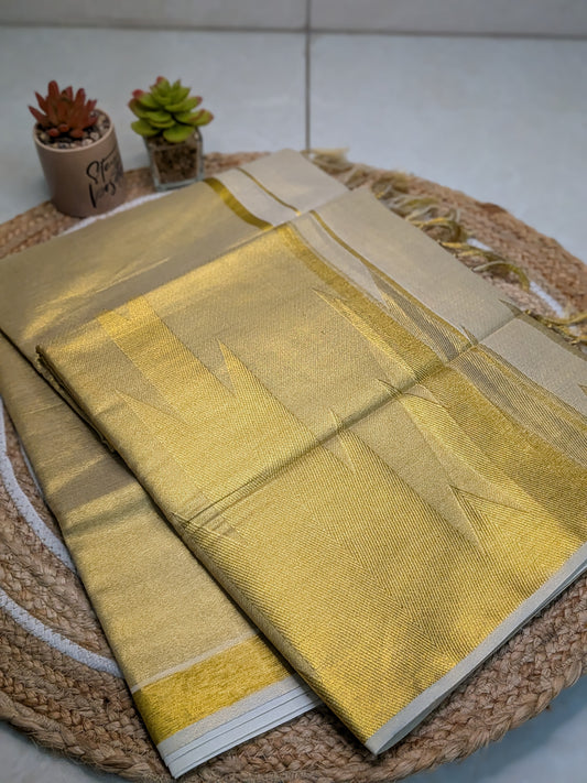 Ponnonam - Kerala Kasavu Saree with Temple Border Elegance