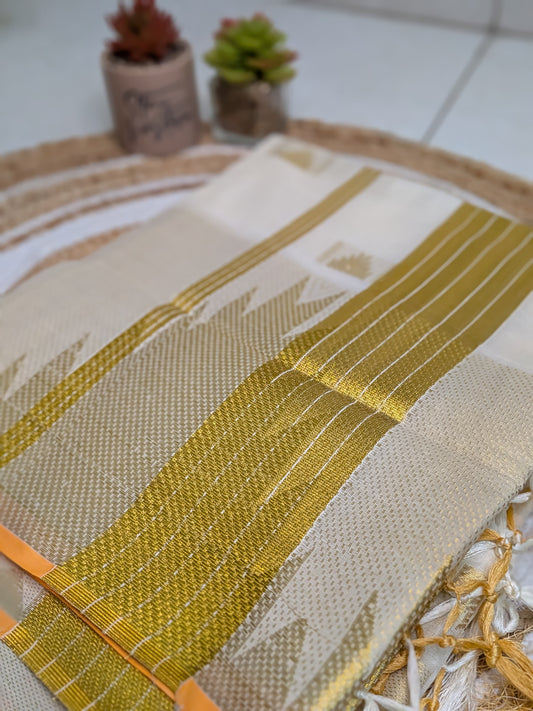 Ponnonam – Kerala Cotton Set Saree with Temple Borders & Temple Motifs