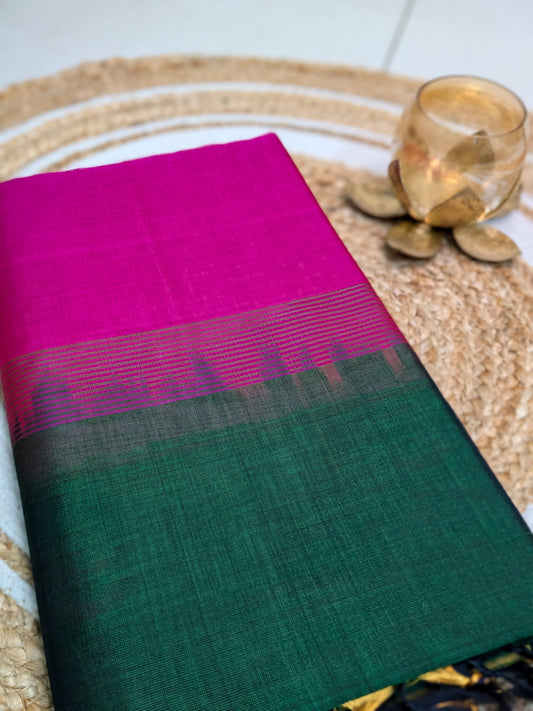 Varnam - Pink Elegance in Pure Kanchipuram Silk Cotton