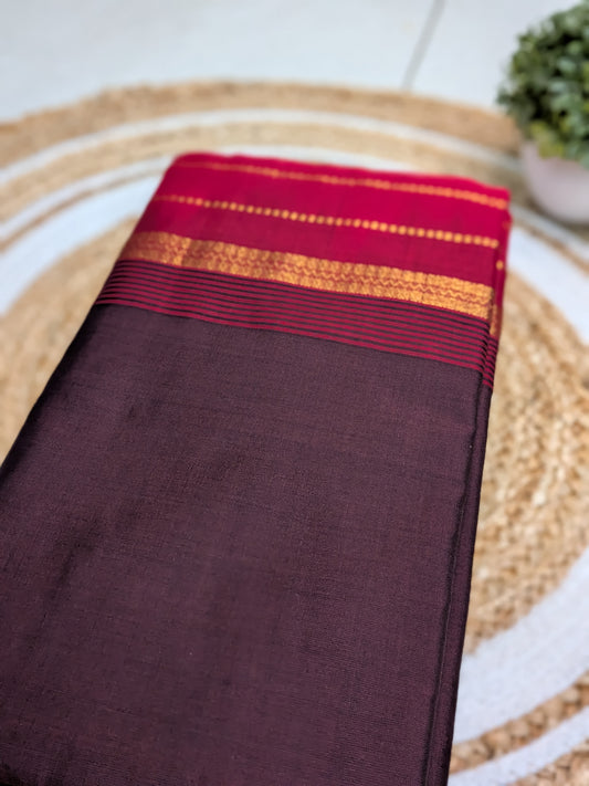 Varnam - Rich Brown & Red Semi Silk Cotton Grace