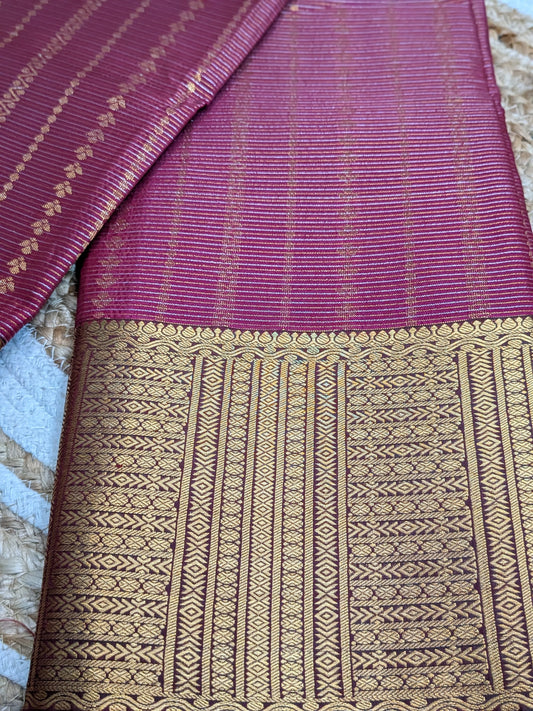 Nayika - Semi Silk Kanchipuram Saree in Maroon & Midnight Green
