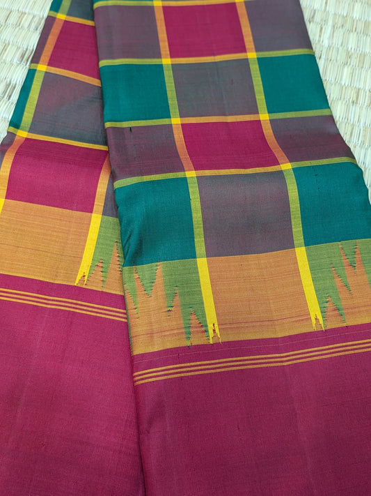 Paalum Pazhamum – Kanchipuram Checked Silk Elegance