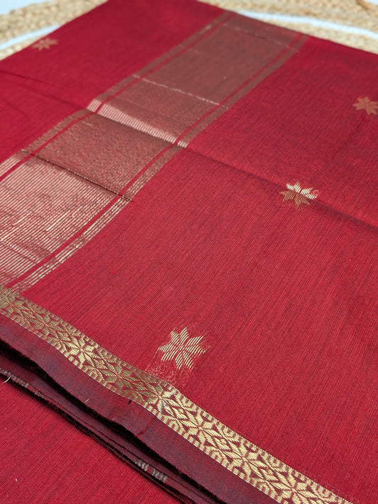 Tara - Maheswari Silk Cotton in Maroon Elegance