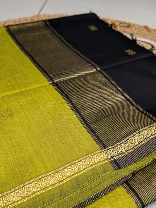 Tara - Green & Black Maheswari Silk Cotton Charm