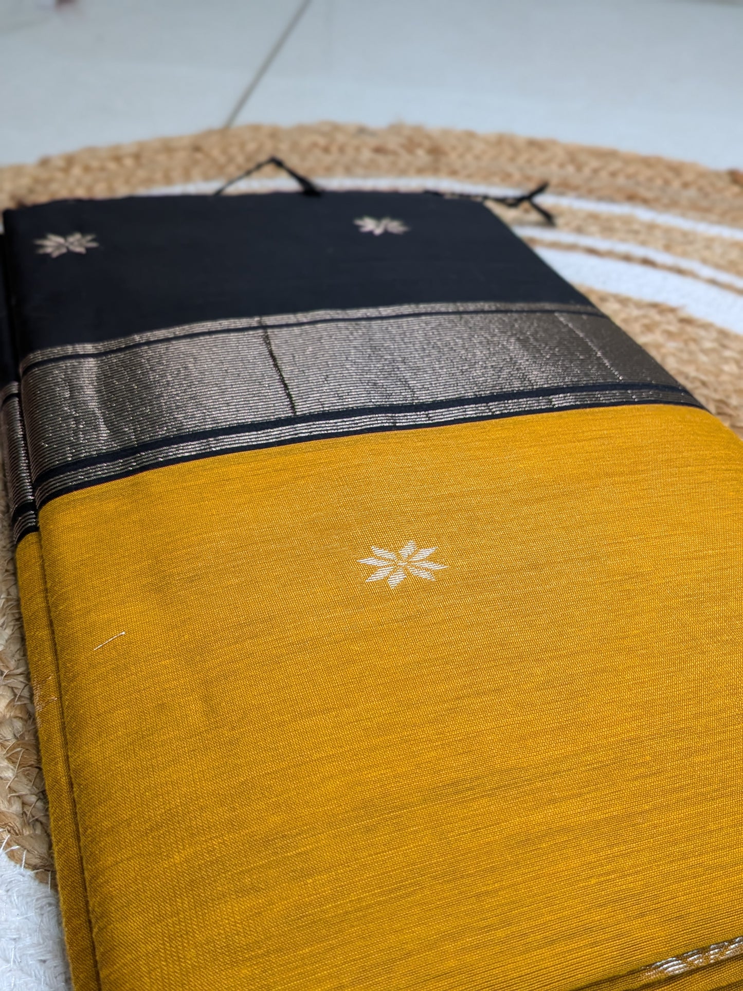 Tara - Mustard & Black Maheswari Silk Cotton Elegance
