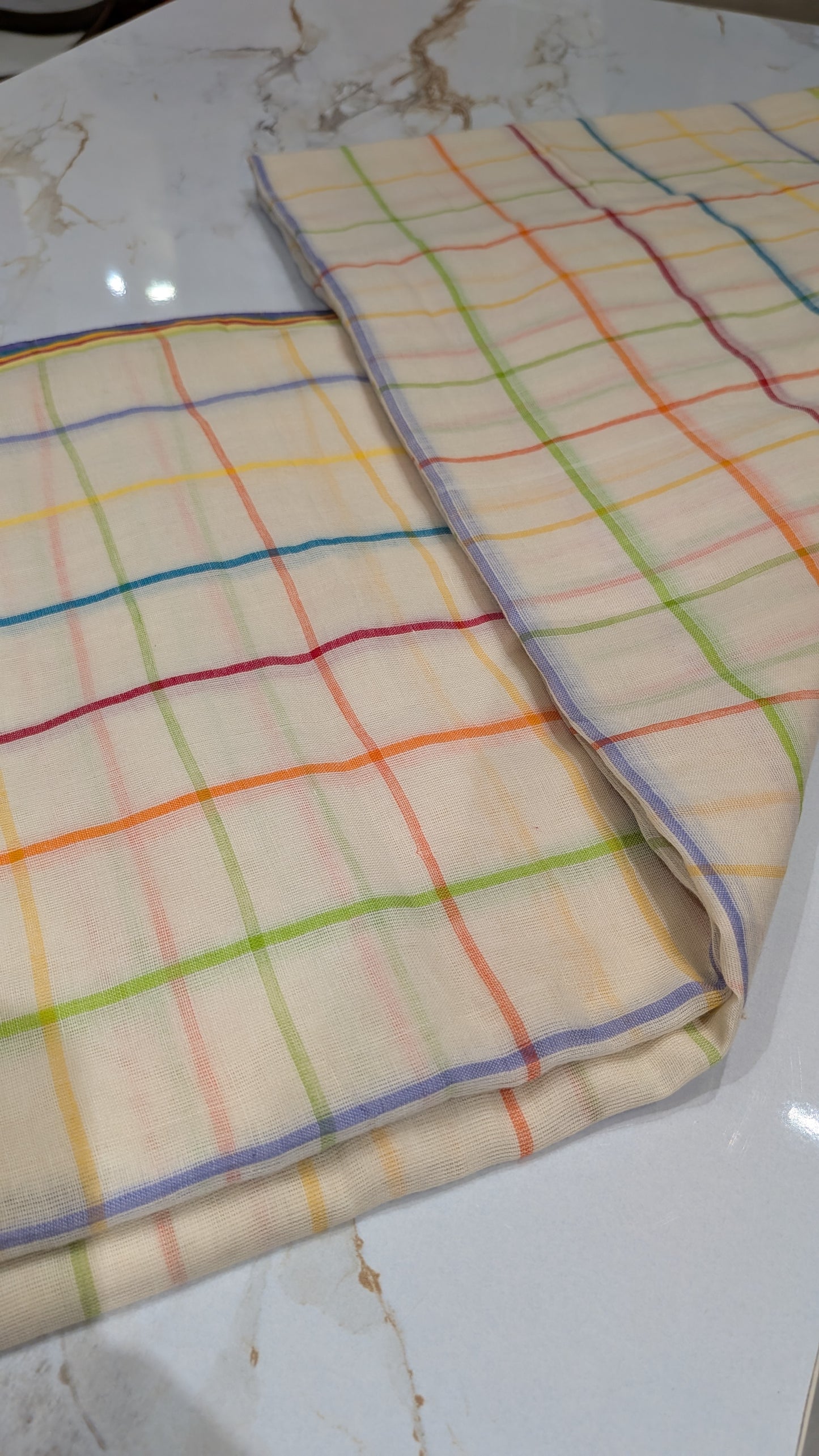 Mridula - Multicolour checks Mulmul saree